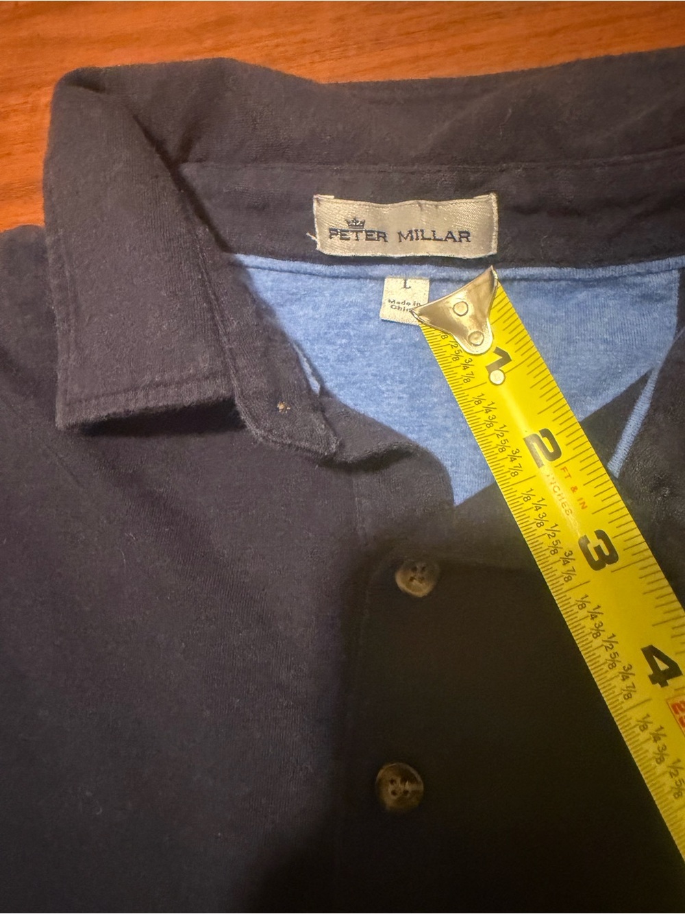 Peter Millar Navy Long-Sleeve Polo long sleeve Shirt Pima cotton and cashmere bl - Picture 4 of 8